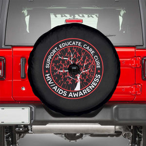 HIV AIDS Awareness Empowerment Gift Spare Tire Cover Support Educate Care Cure TS12 Black Print Your Wear