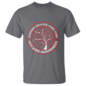 HIV AIDS Awareness Empowerment Gift T Shirt Support Educate Care Cure TS12 Charcoal Print Your Wear