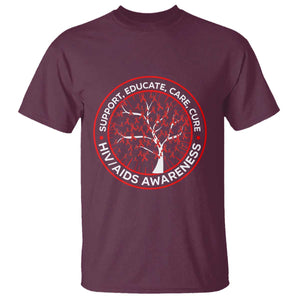 HIV AIDS Awareness Empowerment Gift T Shirt Support Educate Care Cure TS12 Maroon Print Your Wear