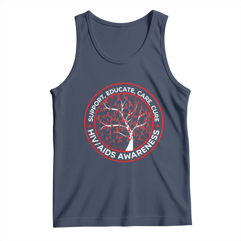 HIV AIDS Awareness Empowerment Gift Tank Top Support Educate Care Cure TS12 Navy Print Your Wear