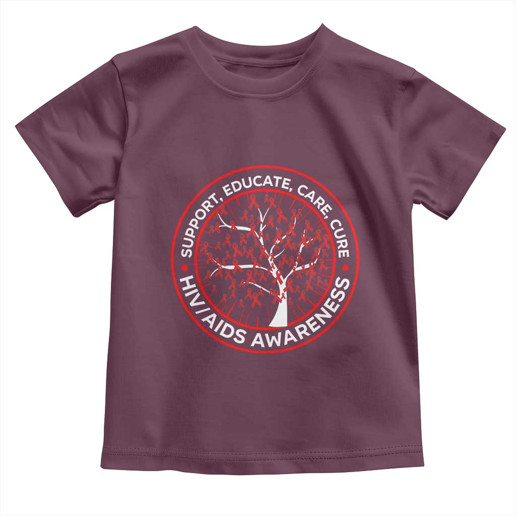 HIV AIDS Awareness Empowerment Gift Toddler T Shirt Support Educate Care Cure TS12 Maroon Print Your Wear