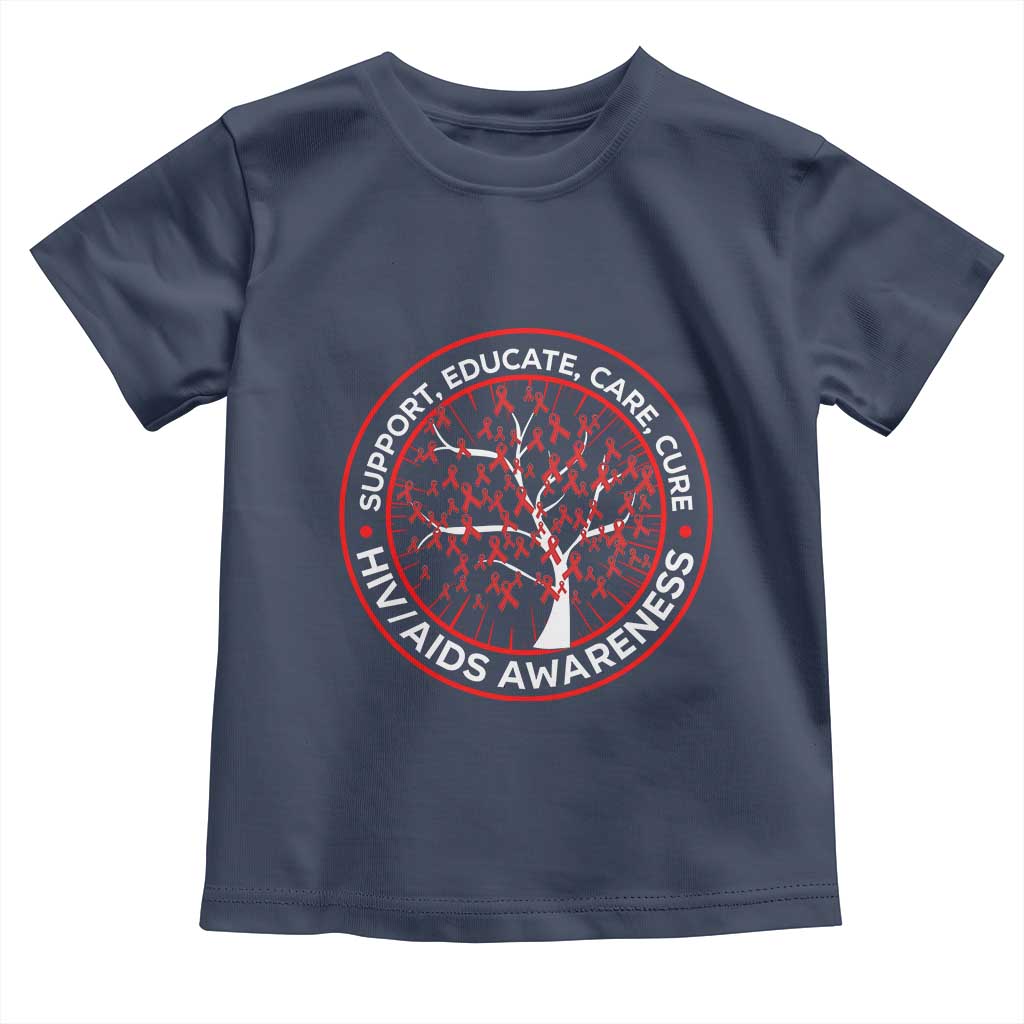 HIV AIDS Awareness Empowerment Gift Toddler T Shirt Support Educate Care Cure TS12 Navy Print Your Wear