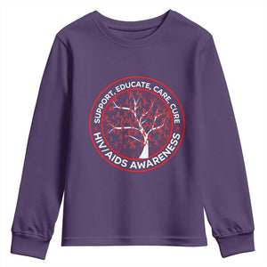 HIV AIDS Awareness Empowerment Gift Youth Sweatshirt Support Educate Care Cure TS12 Purple Print Your Wear