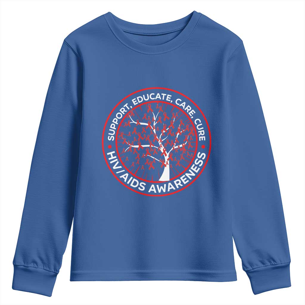 HIV AIDS Awareness Empowerment Gift Youth Sweatshirt Support Educate Care Cure TS12 Royal Blue Print Your Wear