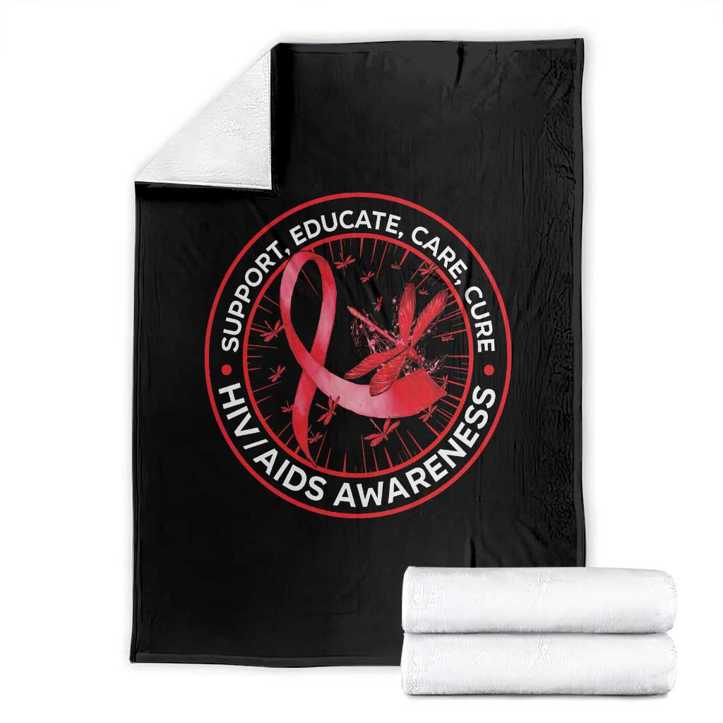 Support Educate Care Cure Throw Blanket HIV Awareness Month Gift TS12 Black Print Your Wear