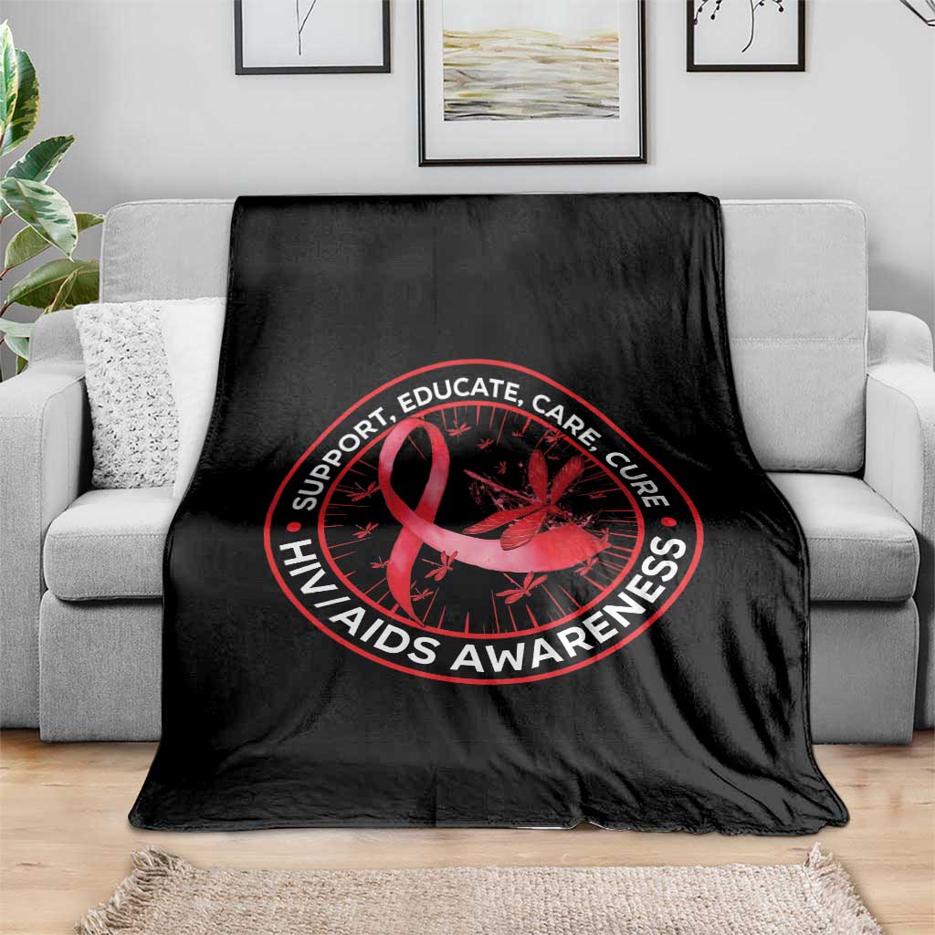 Support Educate Care Cure Throw Blanket HIV Awareness Month Gift TS12 Print Your Wear