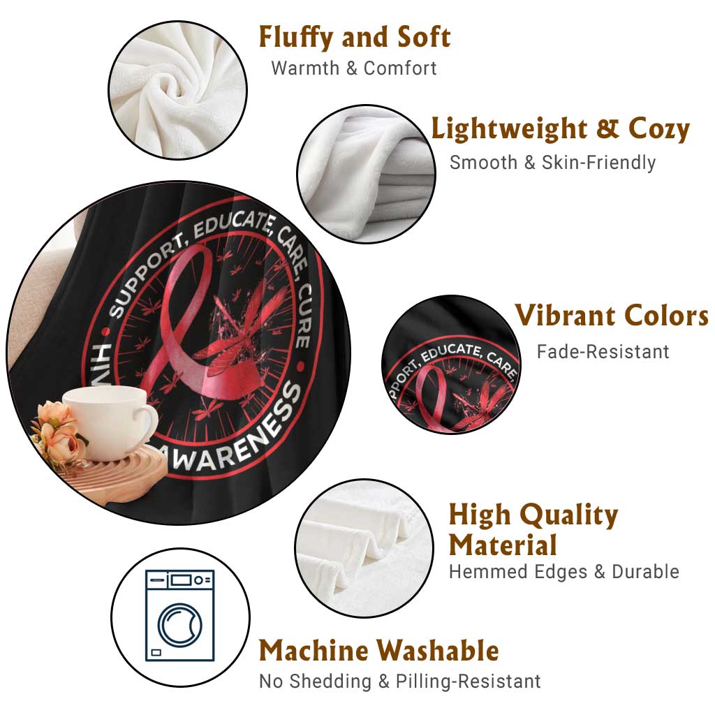 Support Educate Care Cure Throw Blanket HIV Awareness Month Gift TS12 Print Your Wear