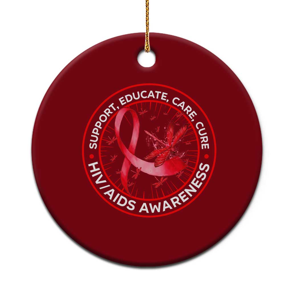 Support Educate Care Cure Ceramic Ornament HIV Awareness Month Gift TS12 1pc Red Print Your Wear