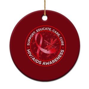 Support Educate Care Cure Ceramic Ornament HIV Awareness Month Gift TS12 1pc Red Print Your Wear