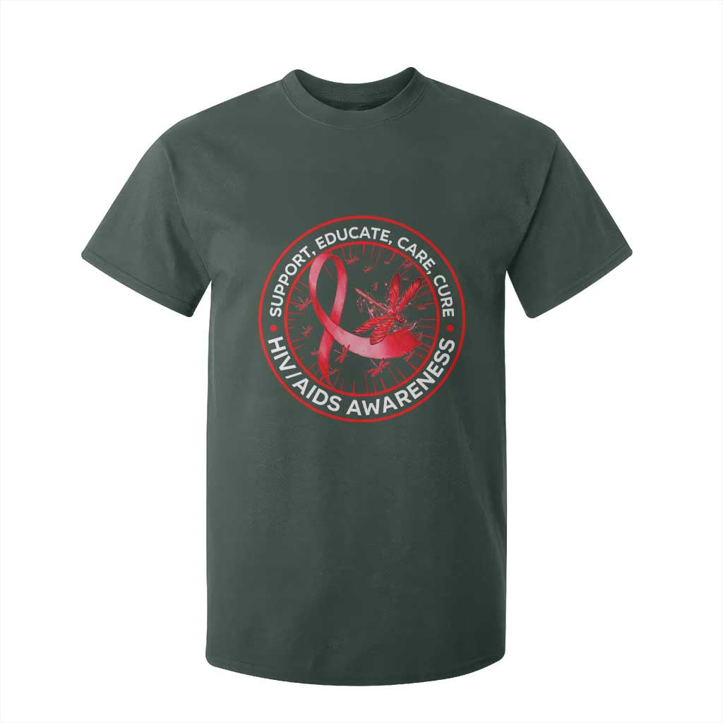 Support Educate Care Cure T Shirt For Kid HIV Awareness Month Gift TS12 Dark Forest Green Print Your Wear