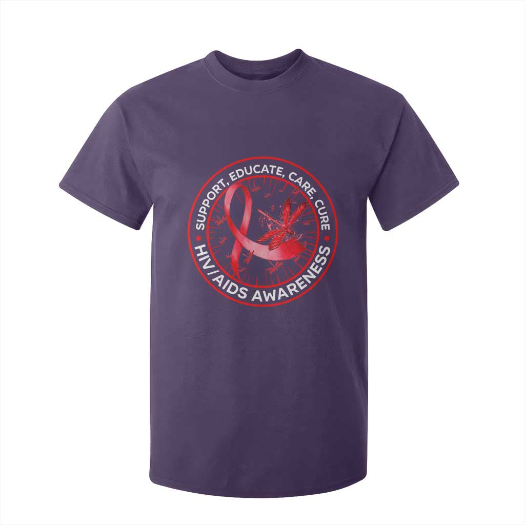 Support Educate Care Cure T Shirt For Kid HIV Awareness Month Gift TS12 Purple Print Your Wear