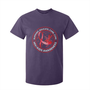 Support Educate Care Cure T Shirt For Kid HIV Awareness Month Gift TS12 Purple Print Your Wear
