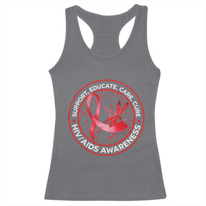 Support Educate Care Cure Racerback Tank Top HIV Awareness Month Gift TS12 Charcoal Print Your Wear
