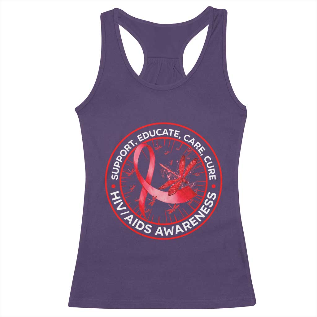 Support Educate Care Cure Racerback Tank Top HIV Awareness Month Gift TS12 Purple Print Your Wear