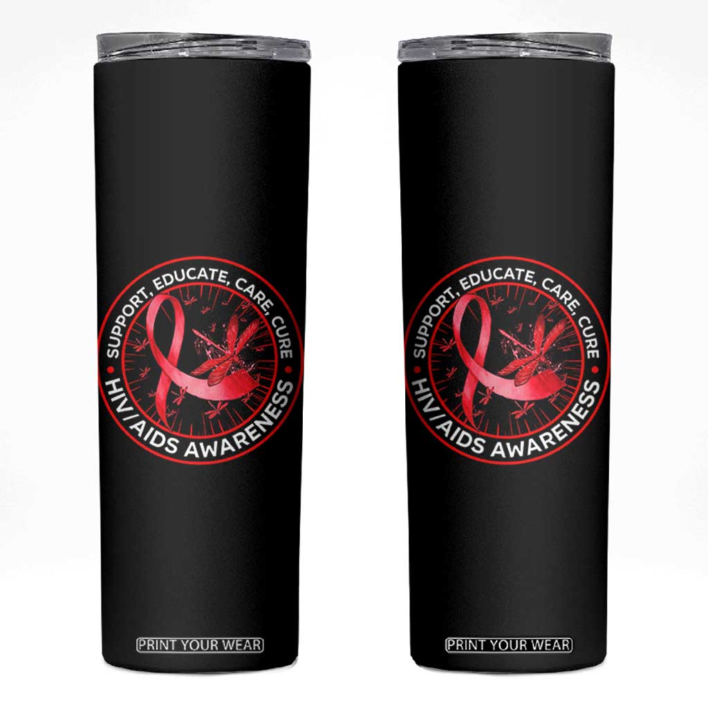 Support Educate Care Cure Skinny Tumbler HIV Awareness Month Gift TS12 Black Print Your Wear