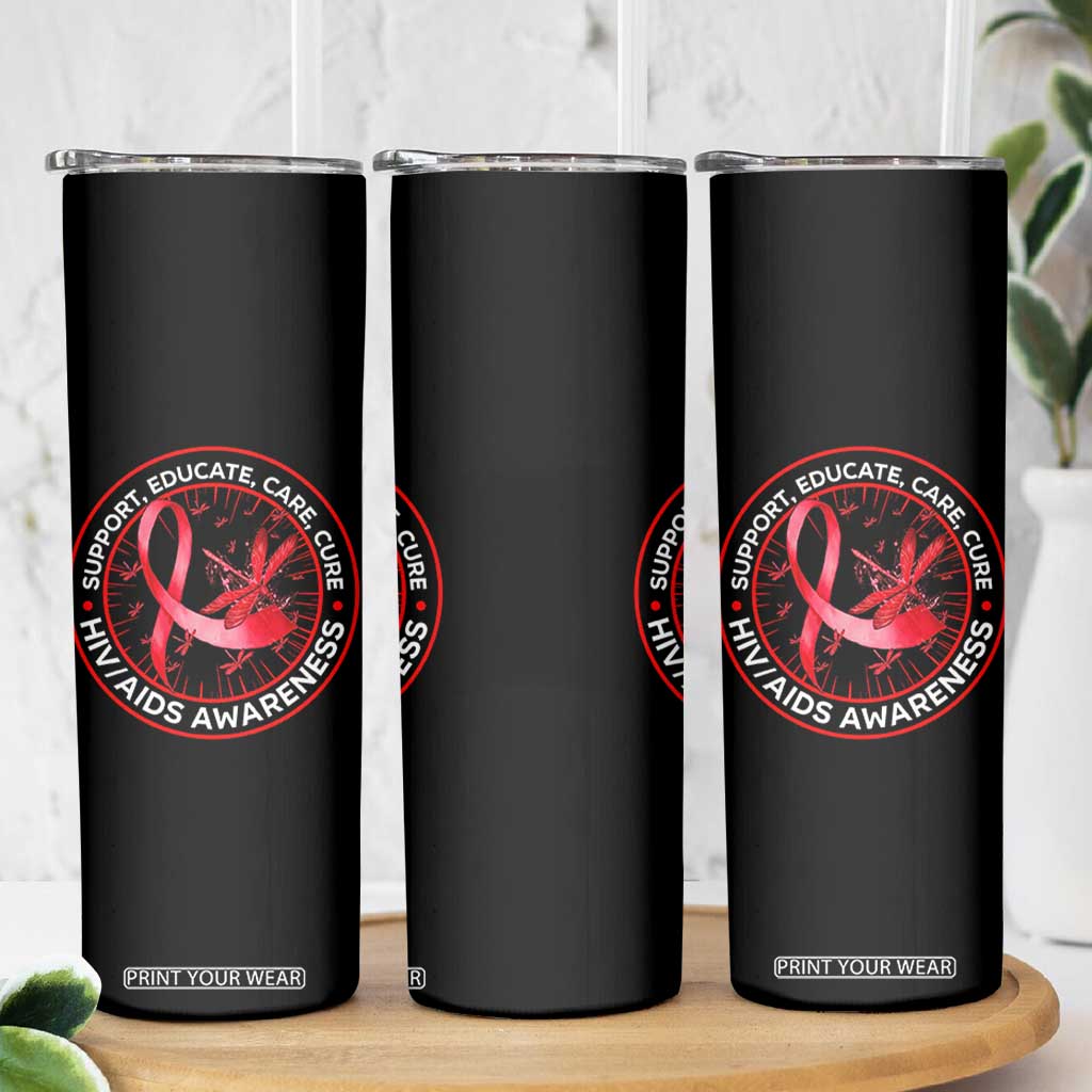 Support Educate Care Cure Skinny Tumbler HIV Awareness Month Gift TS12 Print Your Wear