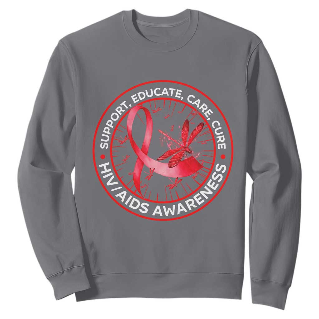 Support Educate Care Cure Sweatshirt HIV Awareness Month Gift TS12 Charcoal Print Your Wear