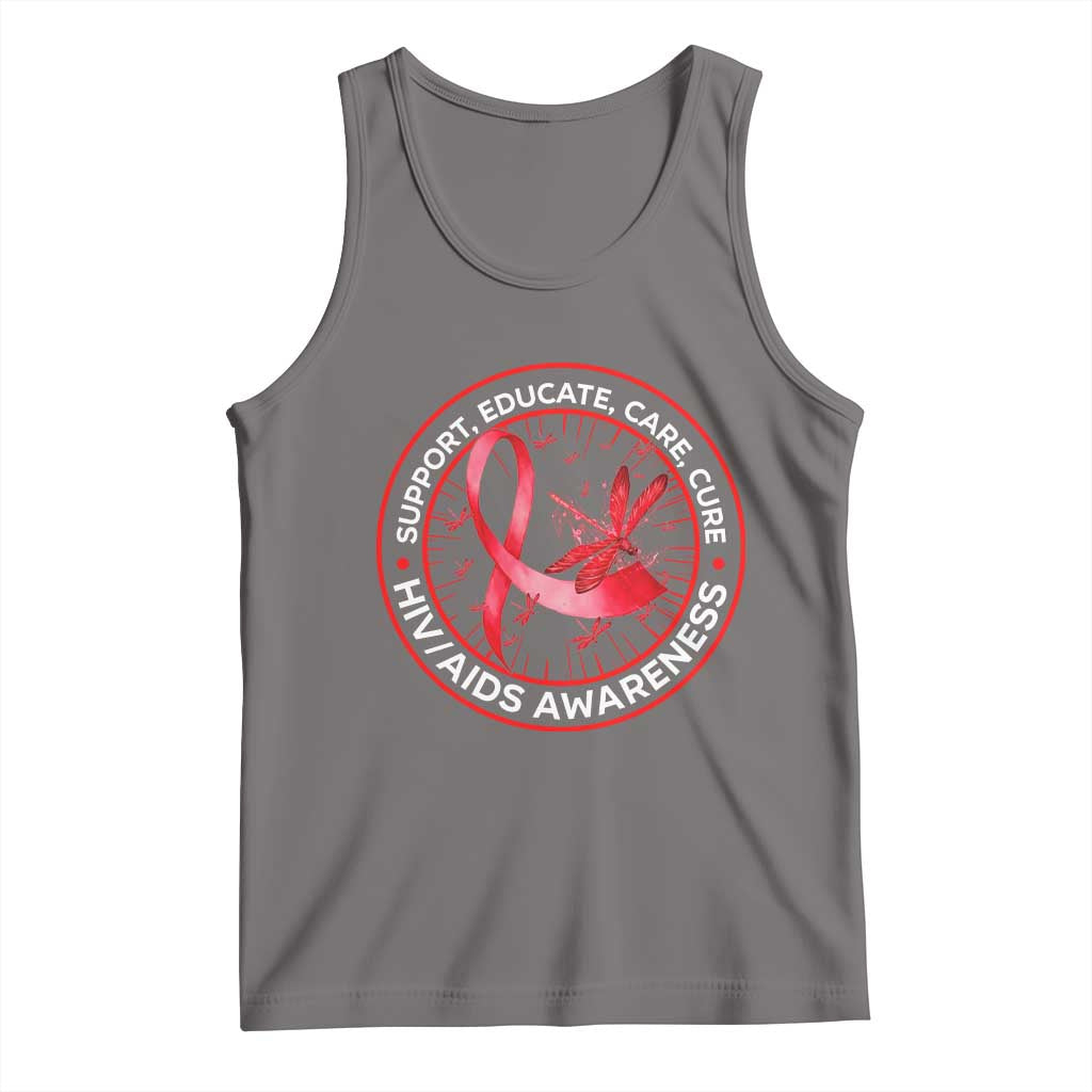 Support Educate Care Cure Tank Top HIV Awareness Month Gift TS12 Deep Heather Print Your Wear