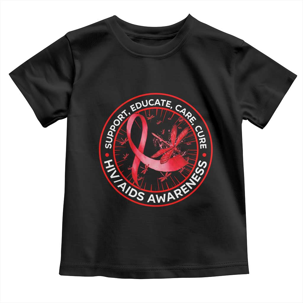 Support Educate Care Cure Toddler T Shirt HIV Awareness Month Gift TS12 Black Print Your Wear
