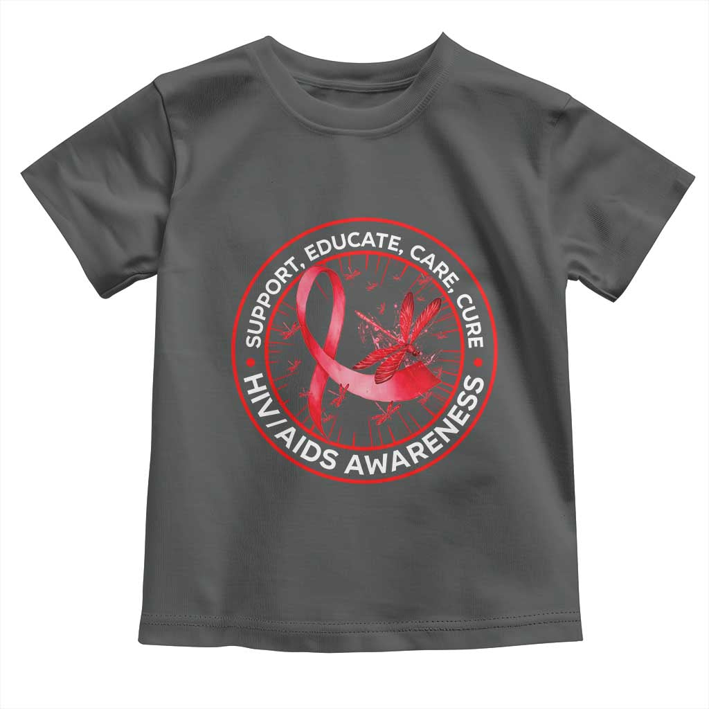 Support Educate Care Cure Toddler T Shirt HIV Awareness Month Gift TS12 Dark Heather Print Your Wear