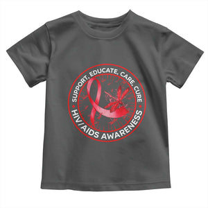 Support Educate Care Cure Toddler T Shirt HIV Awareness Month Gift TS12 Dark Heather Print Your Wear