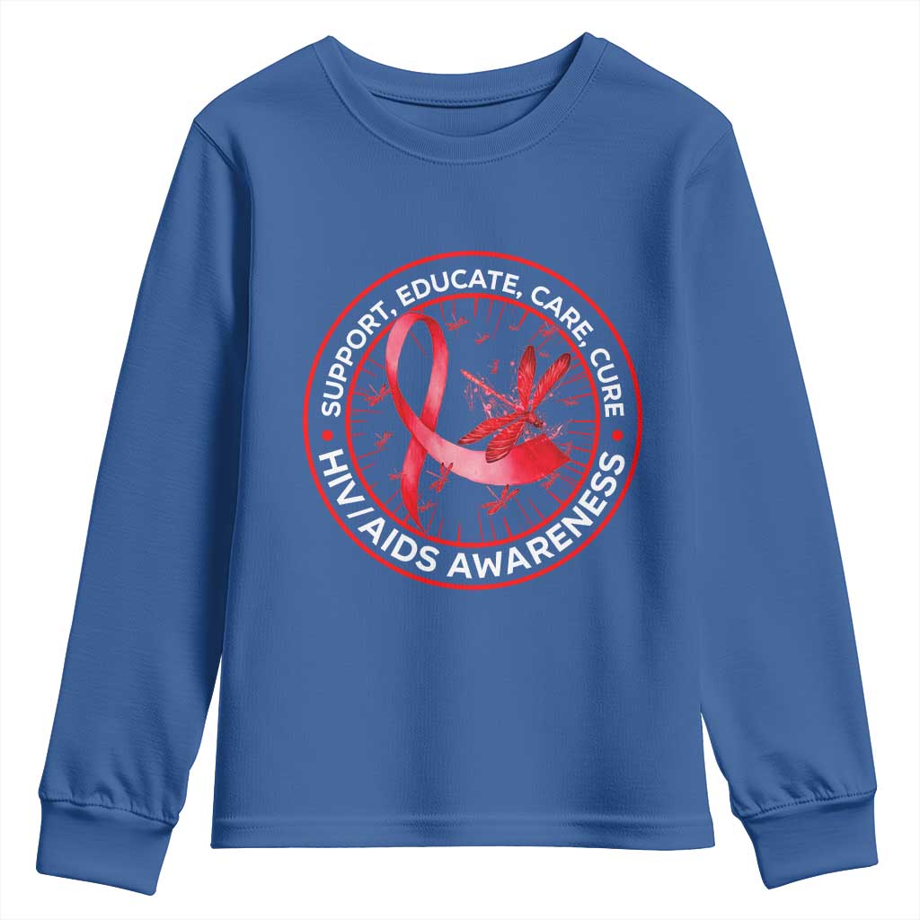 Support Educate Care Cure Youth Sweatshirt HIV Awareness Month Gift TS12 Royal Blue Print Your Wear