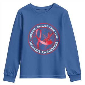 Support Educate Care Cure Youth Sweatshirt HIV Awareness Month Gift TS12 Royal Blue Print Your Wear