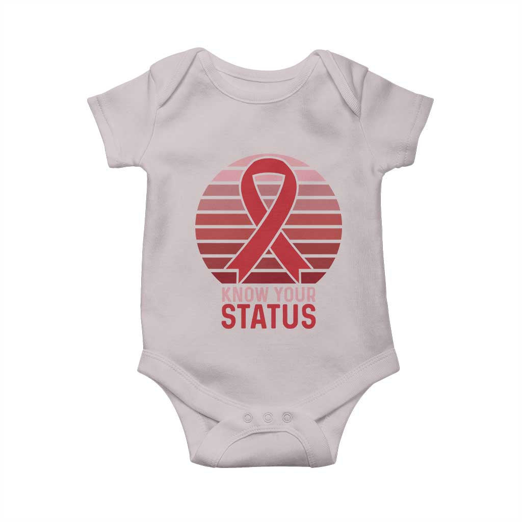 Know Your Status HIV Awareness Baby Onesie World Aids Day Gift TS12 Ice Gray Print Your Wear