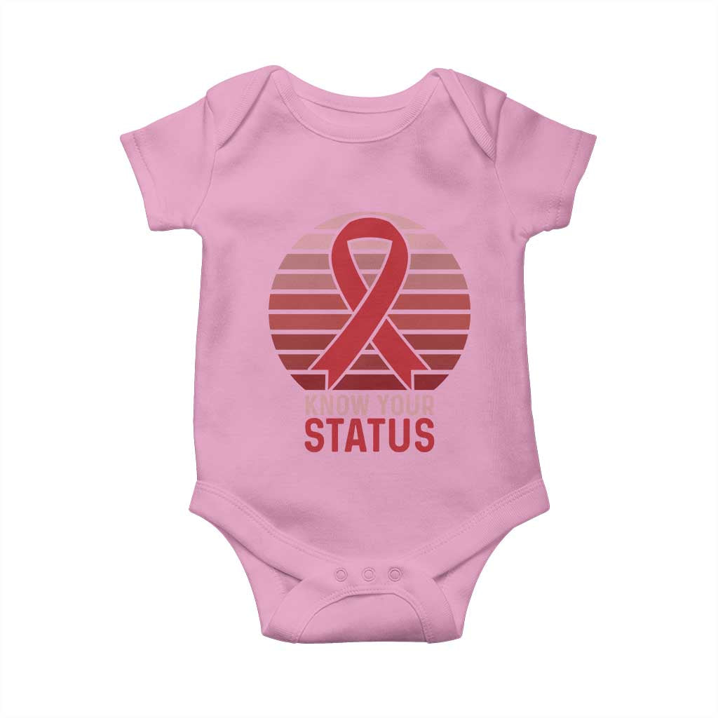Know Your Status HIV Awareness Baby Onesie World Aids Day Gift TS12 Light Pink Print Your Wear