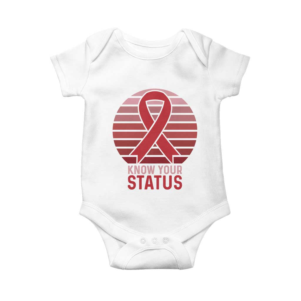 Know Your Status HIV Awareness Baby Onesie World Aids Day Gift TS12 White Print Your Wear