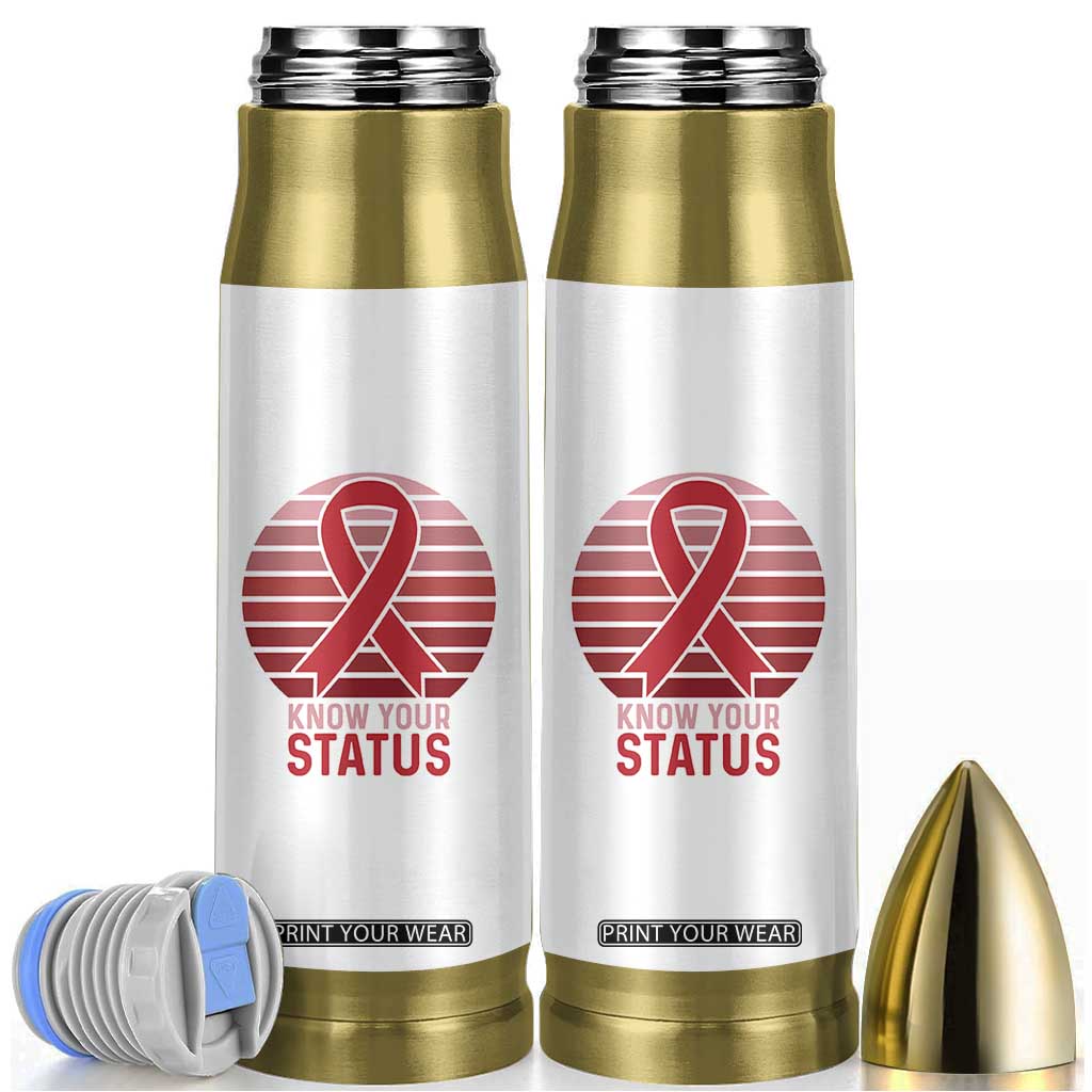 Know Your Status HIV Awareness Bullet Tumbler World Aids Day Gift TS12 White Print Your Wear