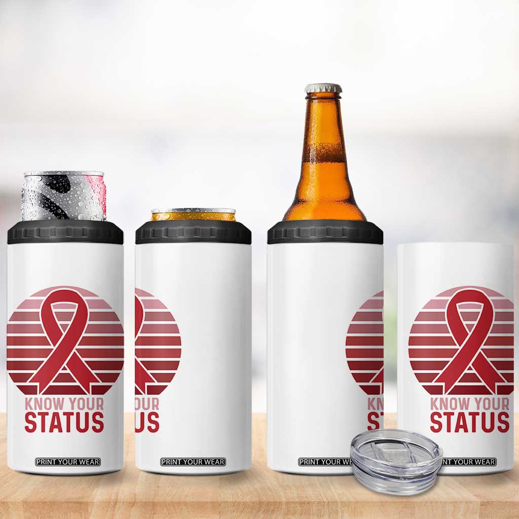 Know Your Status HIV Awareness 4 in 1 Can Cooler Tumbler World Aids Day Gift TS12 Print Your Wear