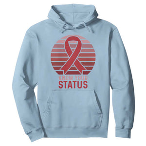 Know Your Status HIV Awareness Hoodie World Aids Day Gift TS12 Light Blue Print Your Wear