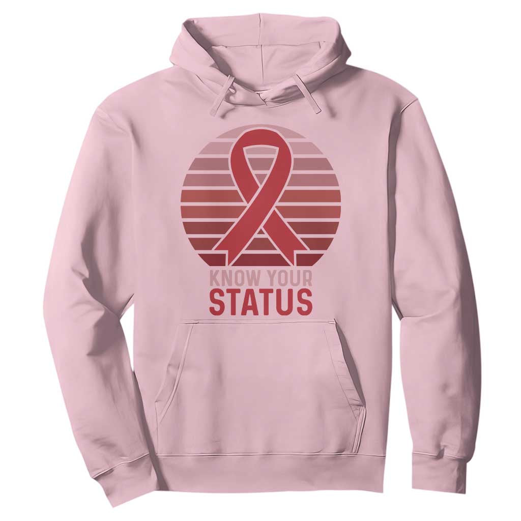 Know Your Status HIV Awareness Hoodie World Aids Day Gift TS12 Light Pink Print Your Wear