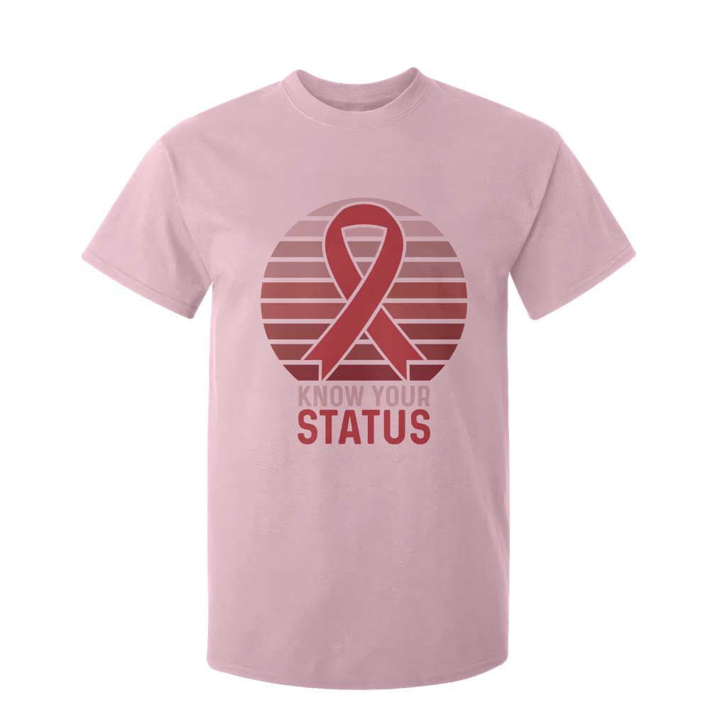 Know Your Status HIV Awareness T Shirt For Kid World Aids Day Gift TS12 Light Pink Print Your Wear