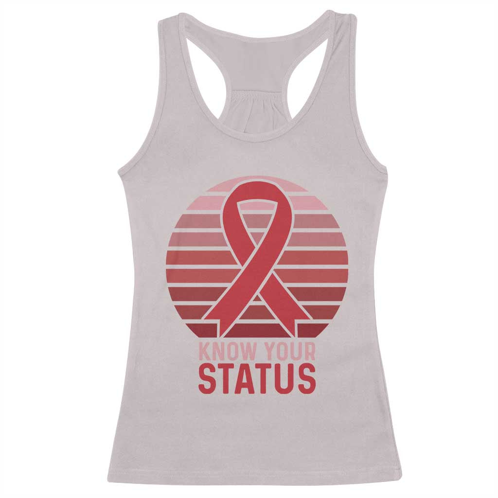 Know Your Status HIV Awareness Racerback Tank Top World Aids Day Gift TS12 Ice Gray Print Your Wear