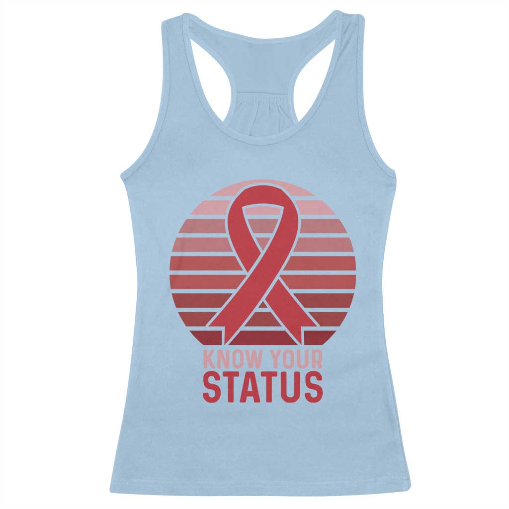 Know Your Status HIV Awareness Racerback Tank Top World Aids Day Gift TS12 Light Blue Print Your Wear
