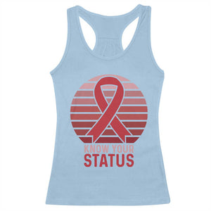 Know Your Status HIV Awareness Racerback Tank Top World Aids Day Gift TS12 Light Blue Print Your Wear