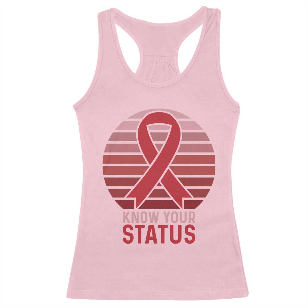 Know Your Status HIV Awareness Racerback Tank Top World Aids Day Gift TS12 Light Pink Print Your Wear