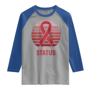 Know Your Status HIV Awareness Raglan Shirt World Aids Day Gift TS12 Sport Gray Royal Print Your Wear
