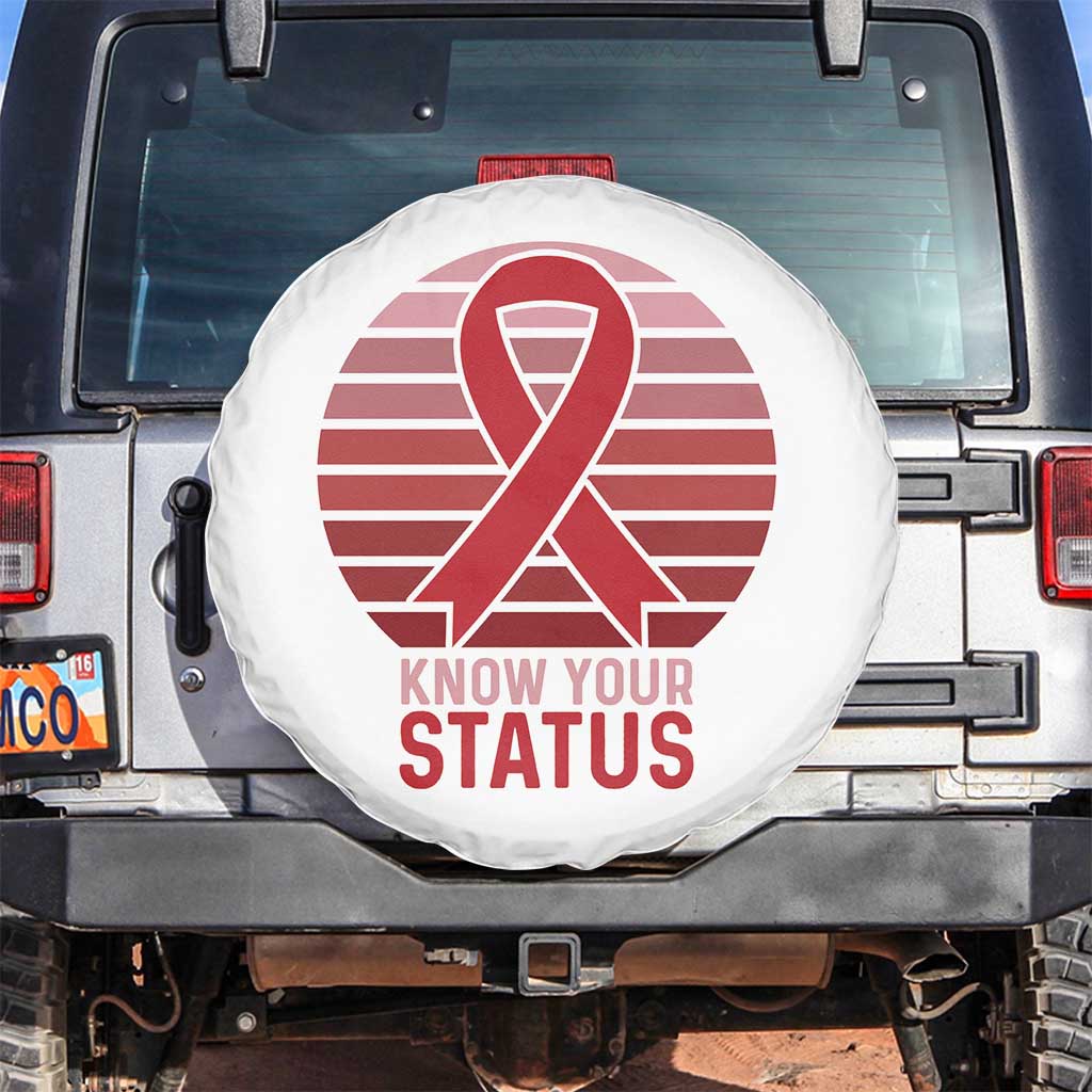 Know Your Status HIV Awareness Spare Tire Cover World Aids Day Gift TS12 No hole White Print Your Wear