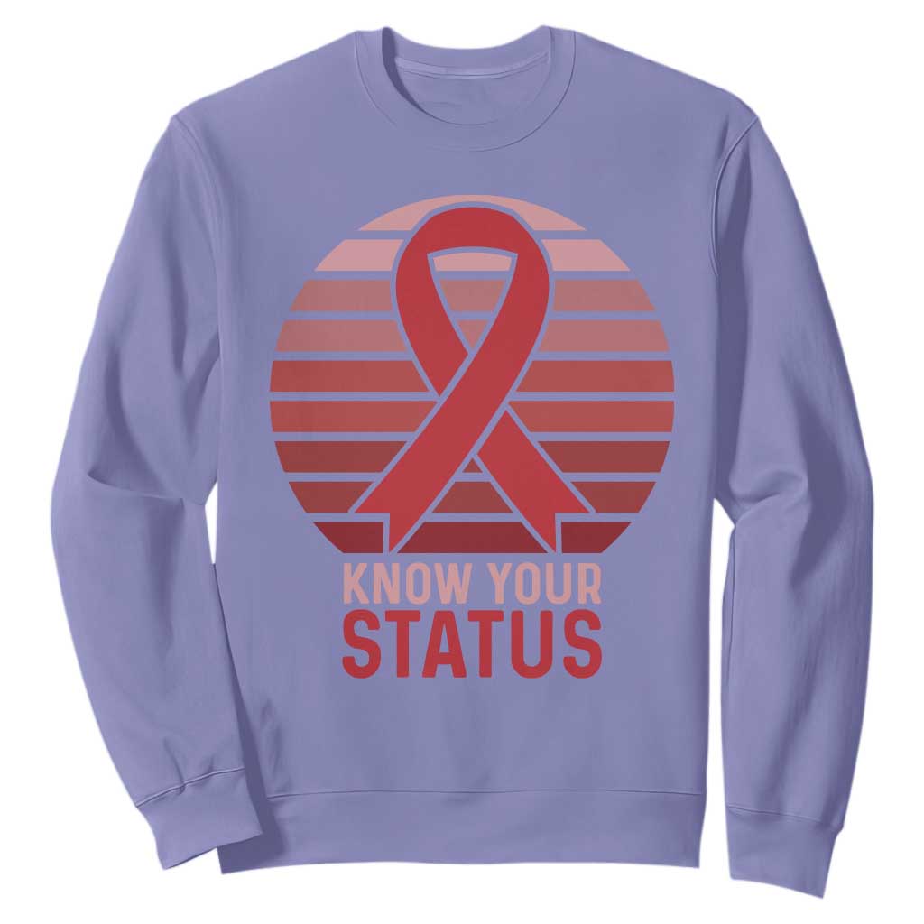 Know Your Status HIV Awareness Sweatshirt World Aids Day Gift TS12 Violet Print Your Wear