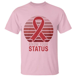 Know Your Status HIV Awareness T Shirt World Aids Day Gift TS12 Light Pink Print Your Wear