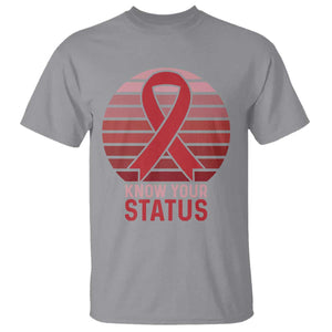 Know Your Status HIV Awareness T Shirt World Aids Day Gift TS12 Sport Gray Print Your Wear