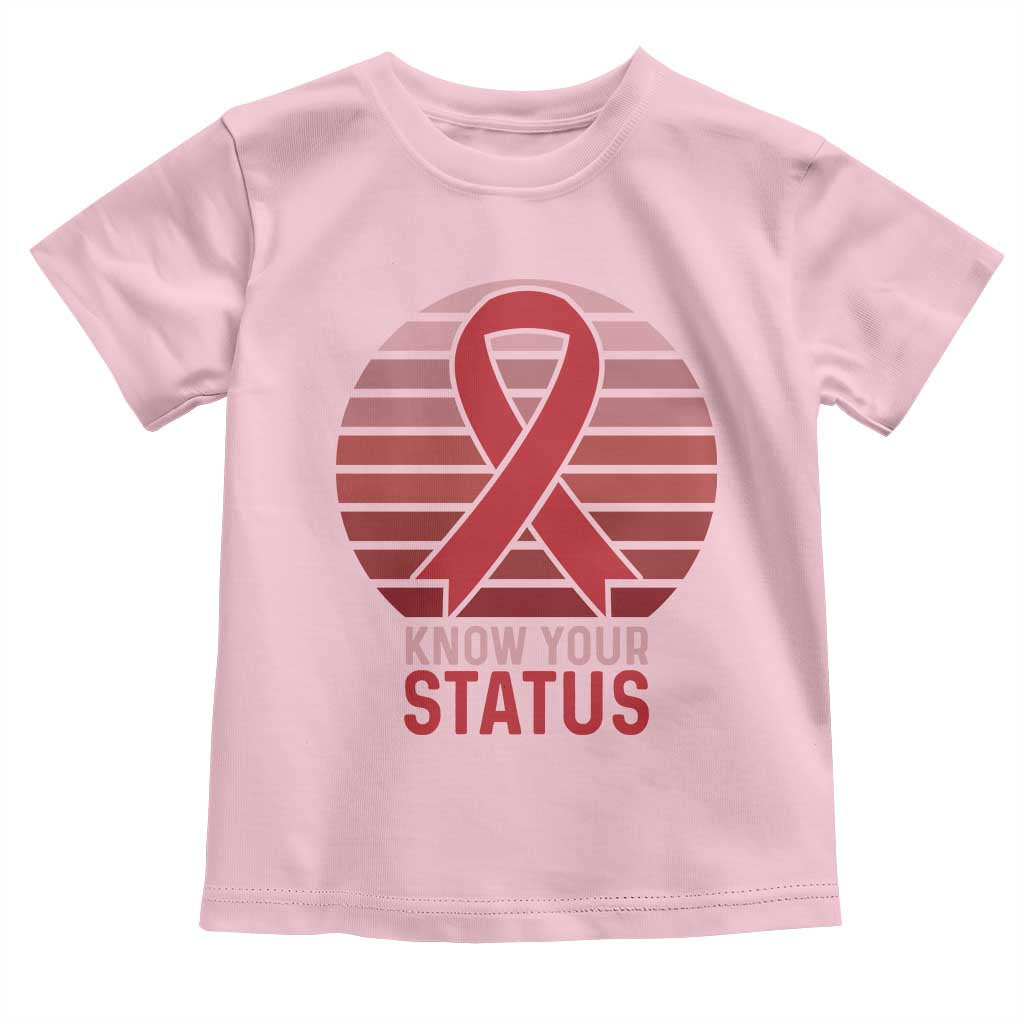 Know Your Status HIV Awareness Toddler T Shirt World Aids Day Gift TS12 Light Pink Print Your Wear