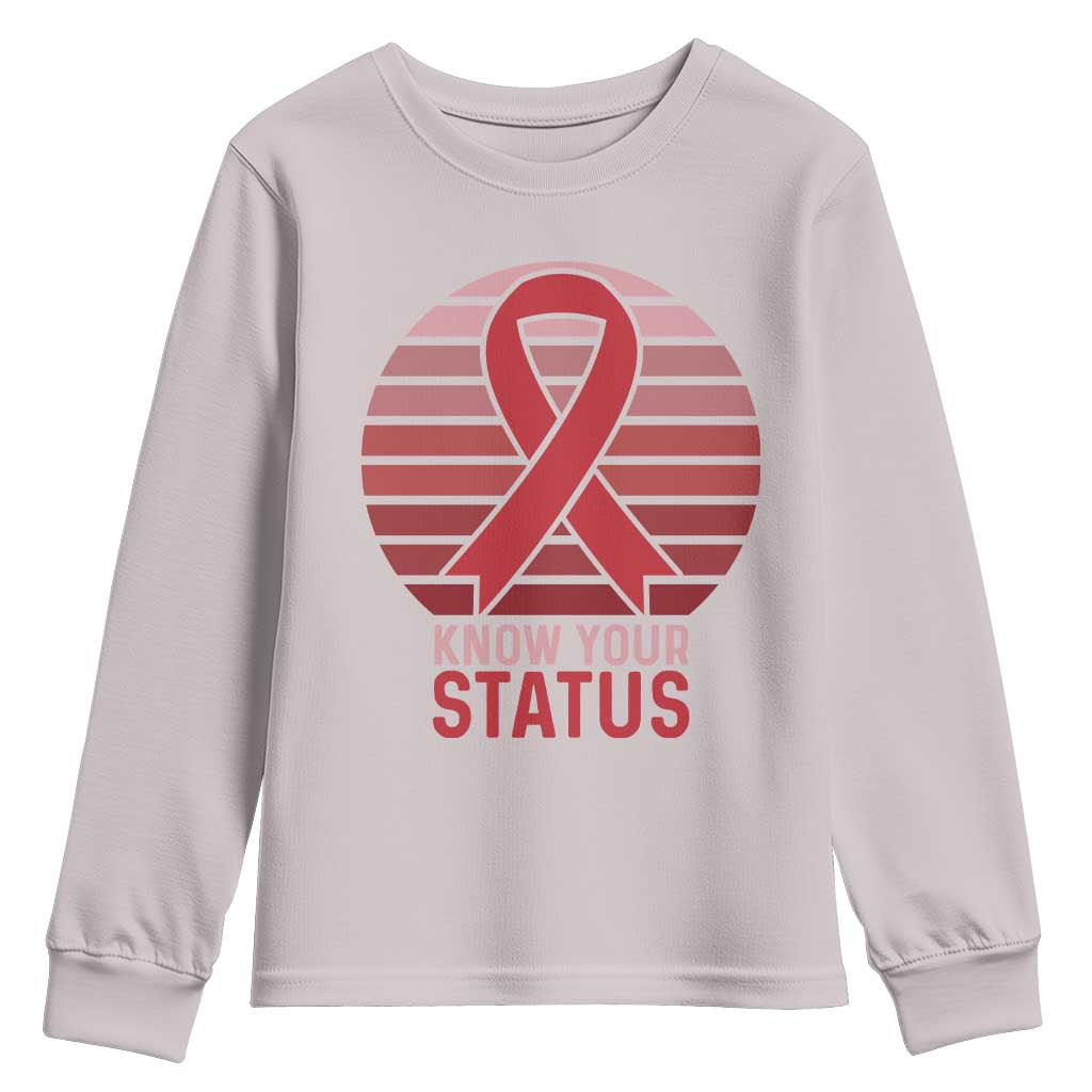 Know Your Status HIV Awareness Youth Sweatshirt World Aids Day Gift TS12 Ice Gray Print Your Wear