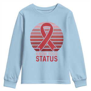 Know Your Status HIV Awareness Youth Sweatshirt World Aids Day Gift TS12 Light Blue Print Your Wear