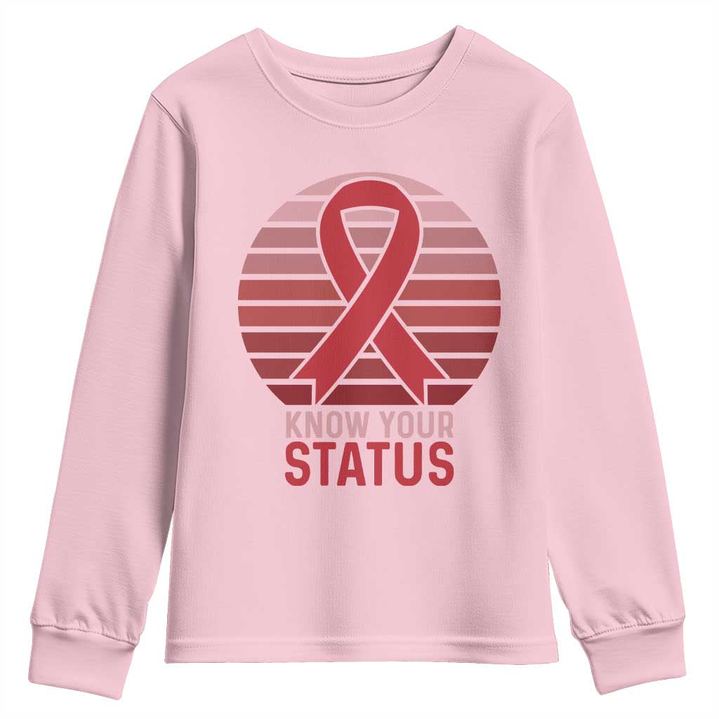 Know Your Status HIV Awareness Youth Sweatshirt World Aids Day Gift TS12 Light Pink Print Your Wear
