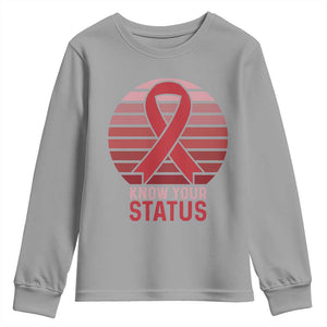 Know Your Status HIV Awareness Youth Sweatshirt World Aids Day Gift TS12 Sport Gray Print Your Wear