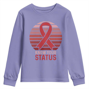 Know Your Status HIV Awareness Youth Sweatshirt World Aids Day Gift TS12 Violet Print Your Wear